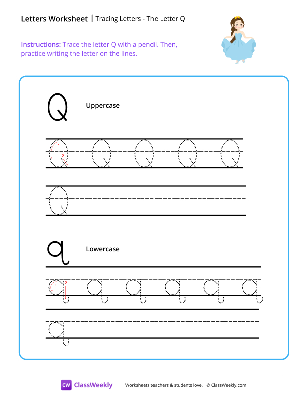 Tracing Letters - The Letter Q worksheet preview