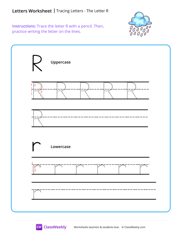 Tracing Letters - The Letter R worksheet preview