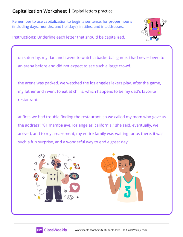 Capitalization Practice - Notebook Dude worksheet preview