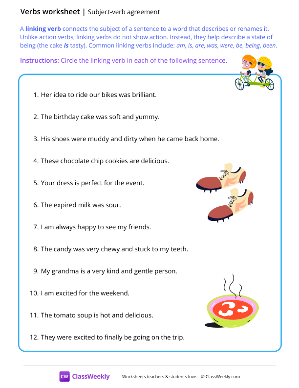 Linking verbs - Tandem worksheet preview