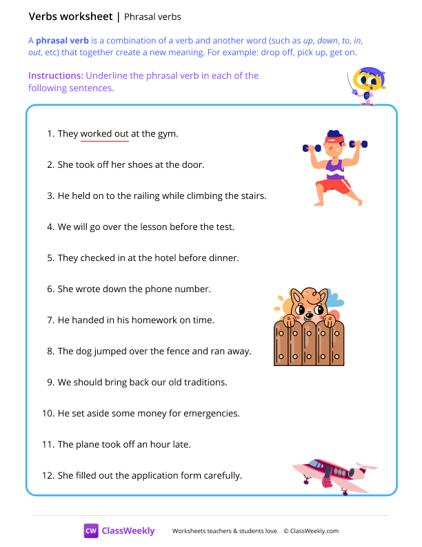 Phrasal verbs worksheet preview