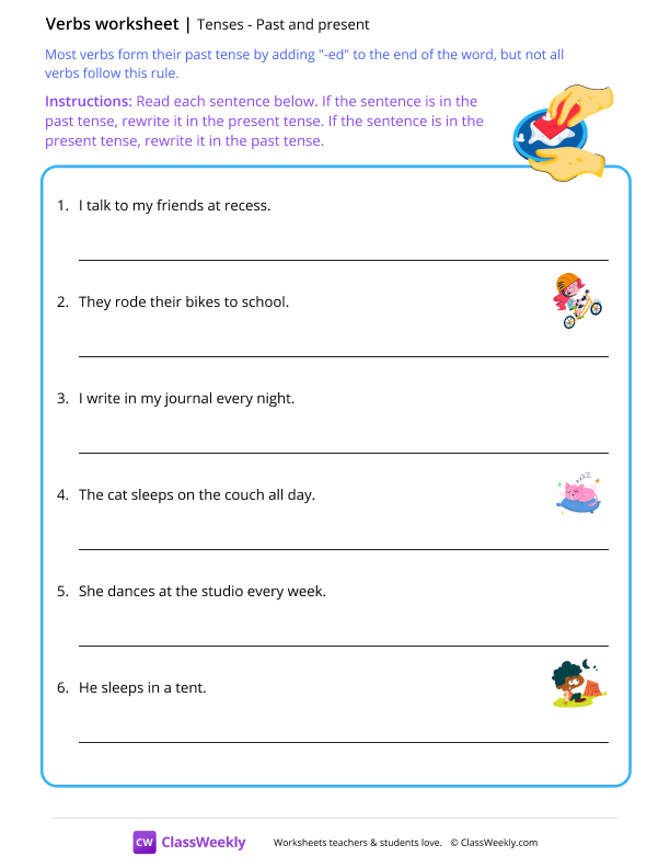 Tenses worksheet preview