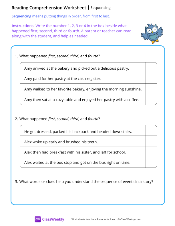 Sequencing worksheet preview