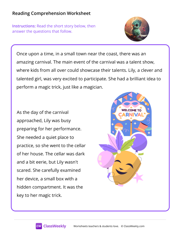 Magic Carnival (Level M Story) worksheet preview