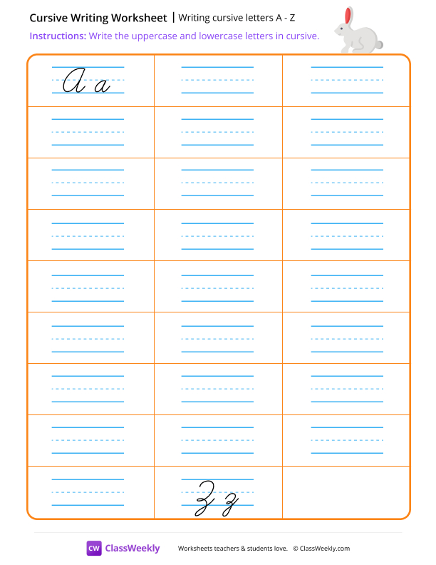 Writing cursive letters A worksheet preview