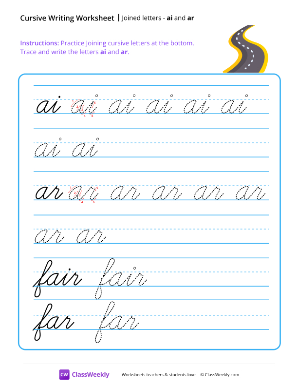 Cursive Joins worksheet preview