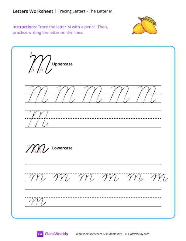Cursive M worksheet preview