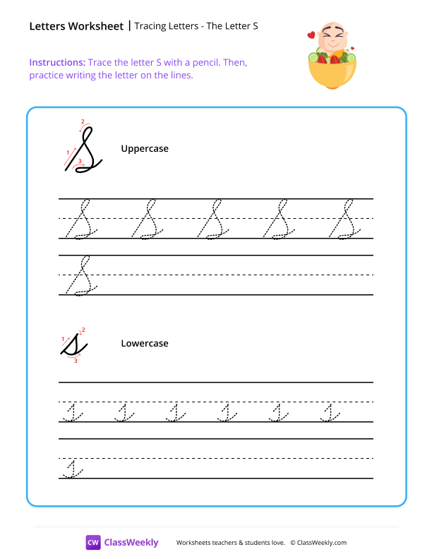 Cursive S worksheet preview