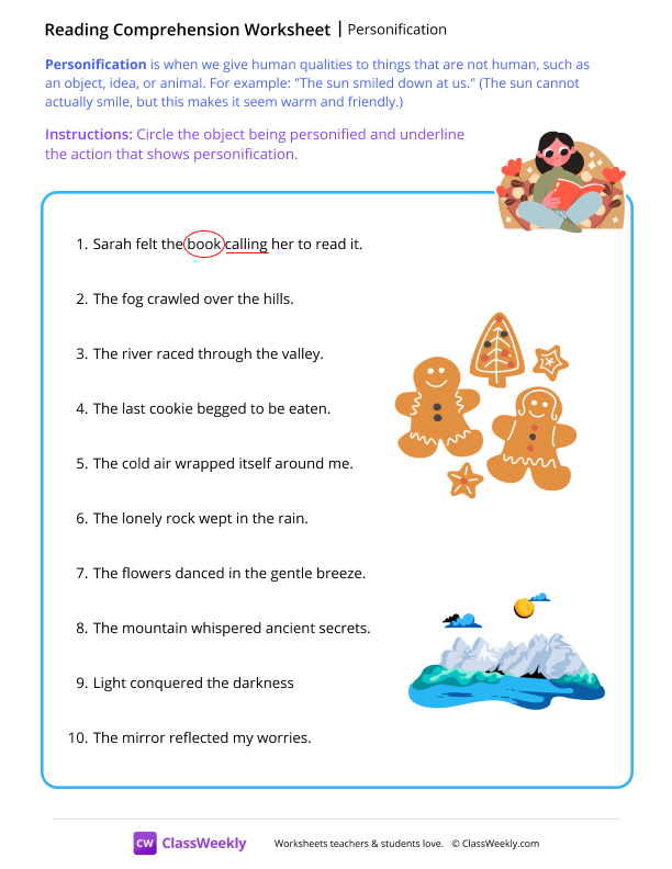 Personification - Reader worksheet preview