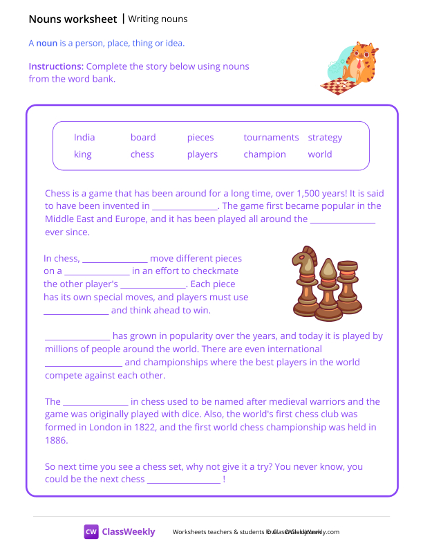 Writing Nouns worksheet preview