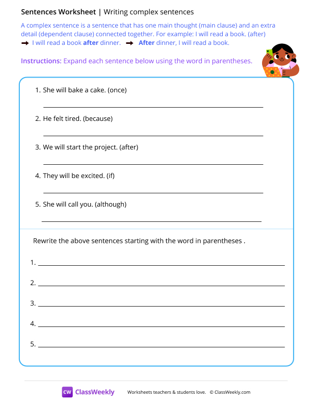 Writing complex sentences - Phone worksheet preview
