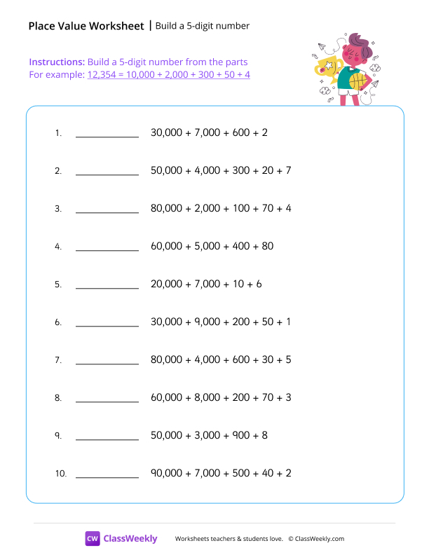 Build a 5-digit number - Winner worksheet preview