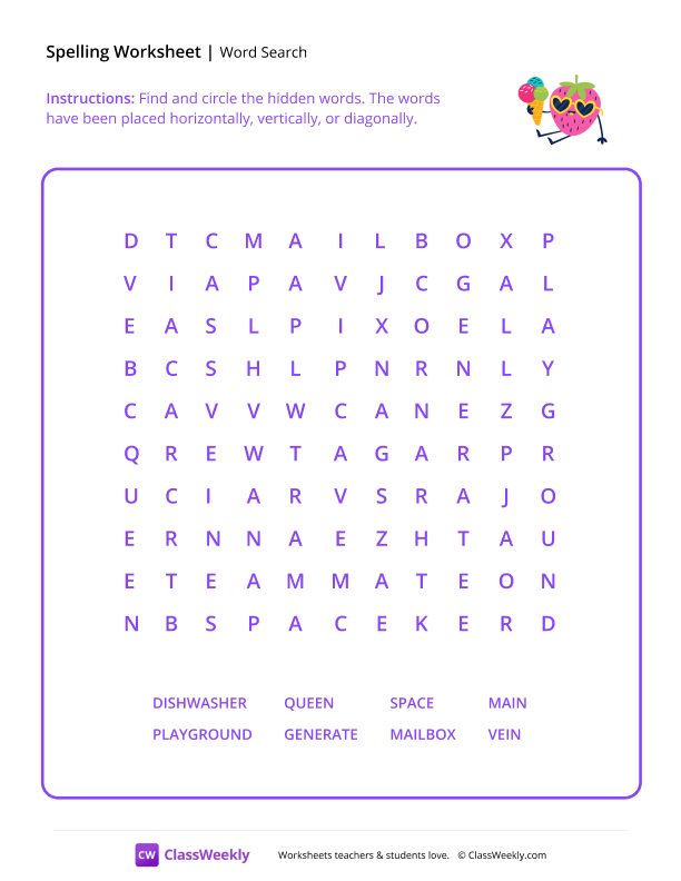 Word Search - Ice Berry worksheet preview