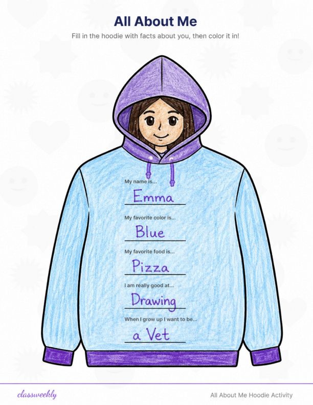 All About Me Hoodie Activity