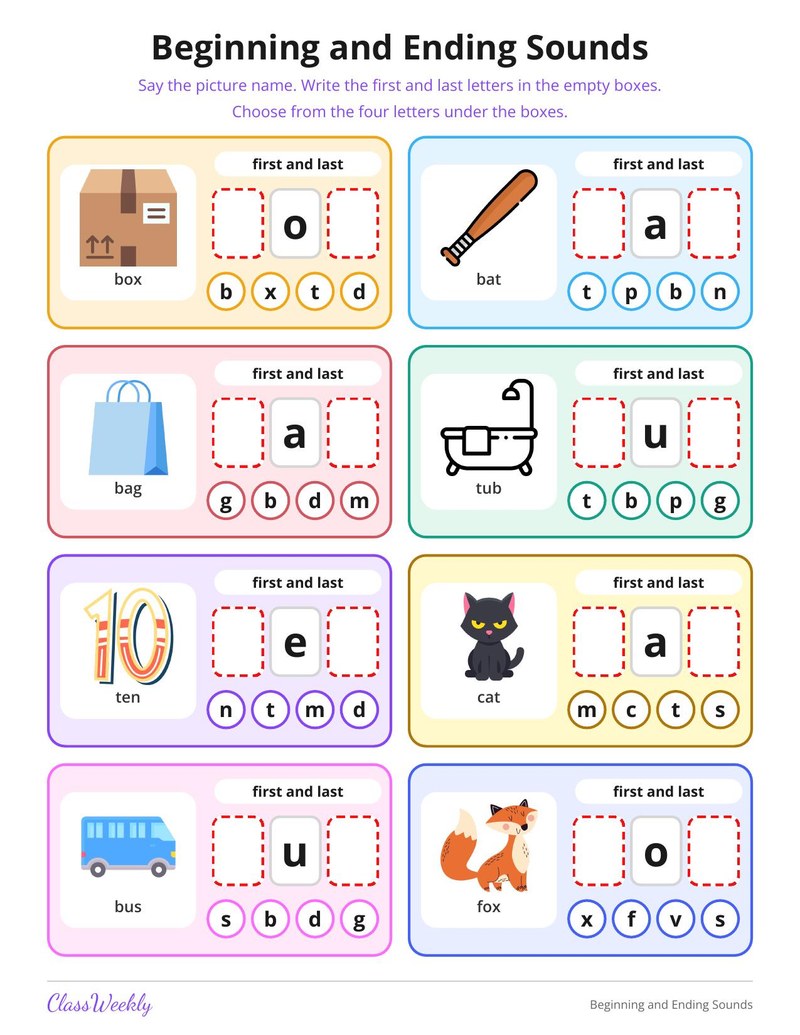 Beginning and Ending Sounds