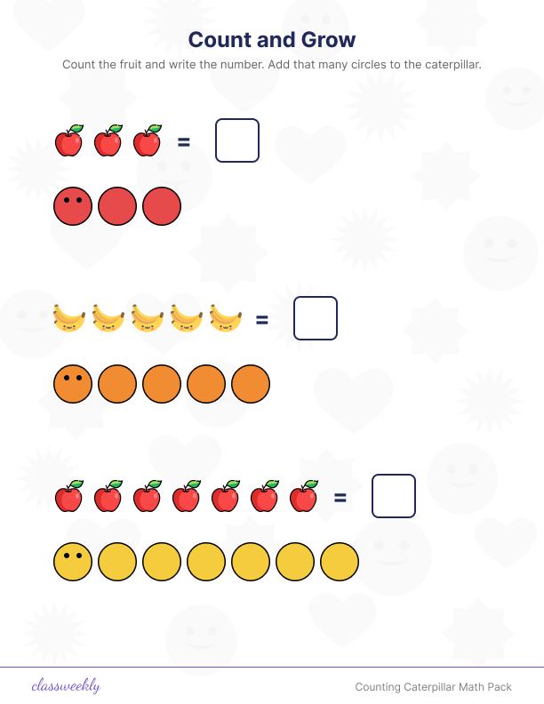 Counting Caterpillar Math Pack
