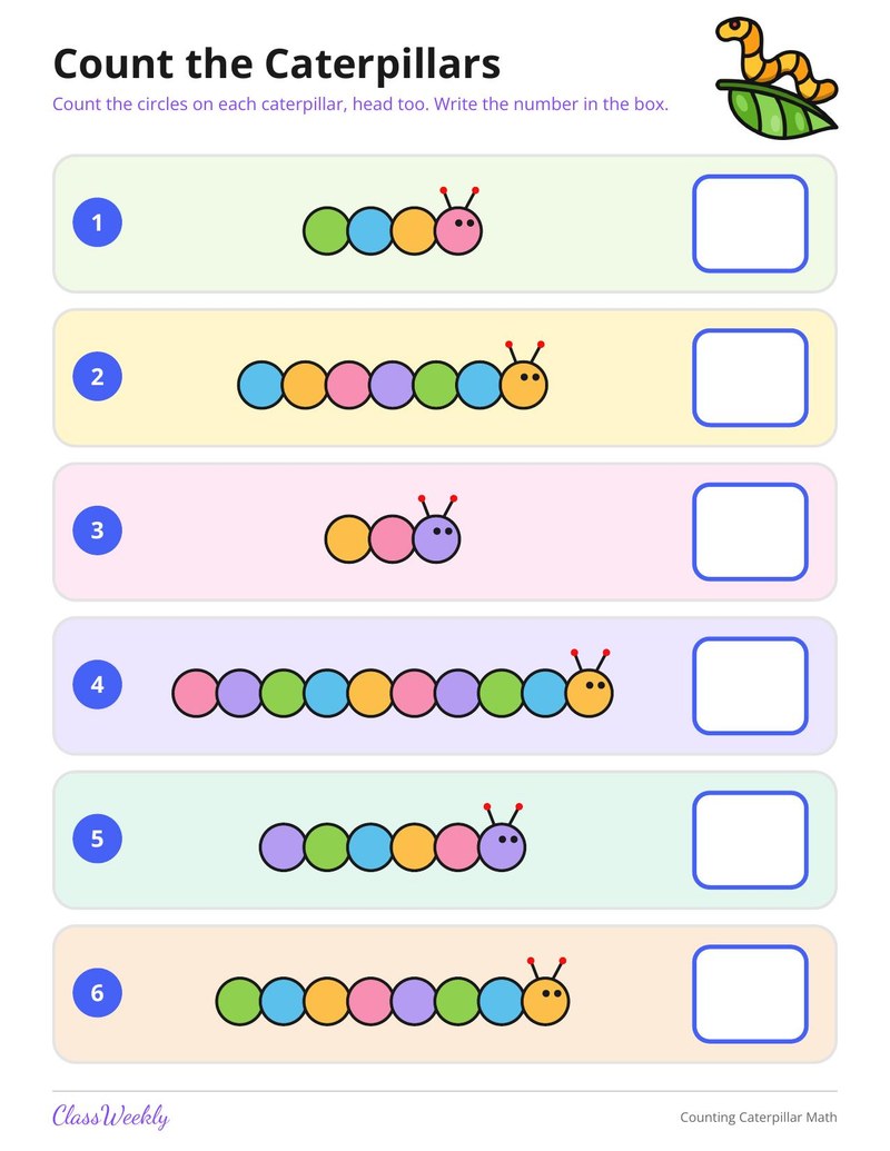 Counting Caterpillar Math Pack