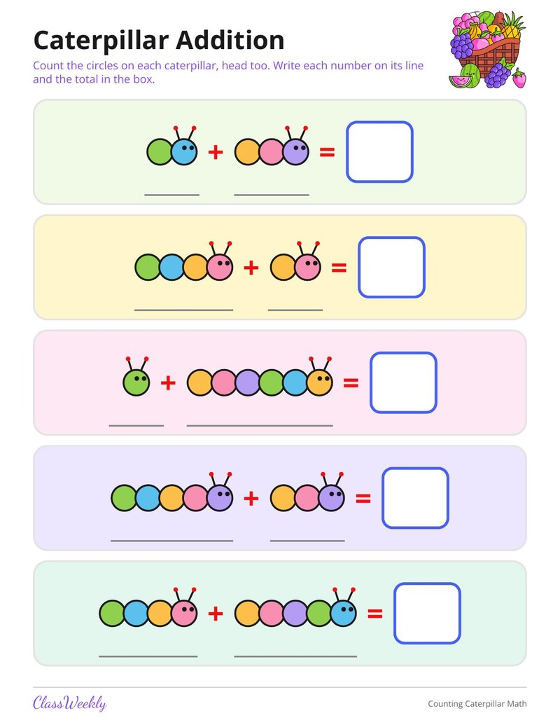 Counting Caterpillar Math Pack
