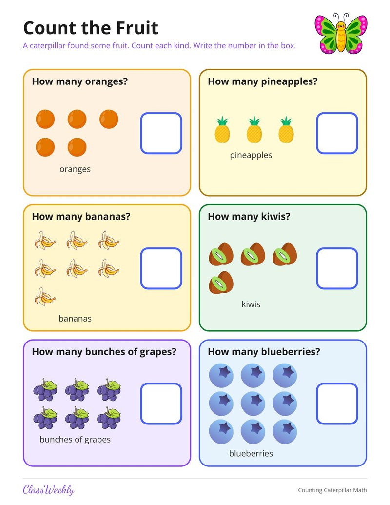 Counting Caterpillar Math Pack