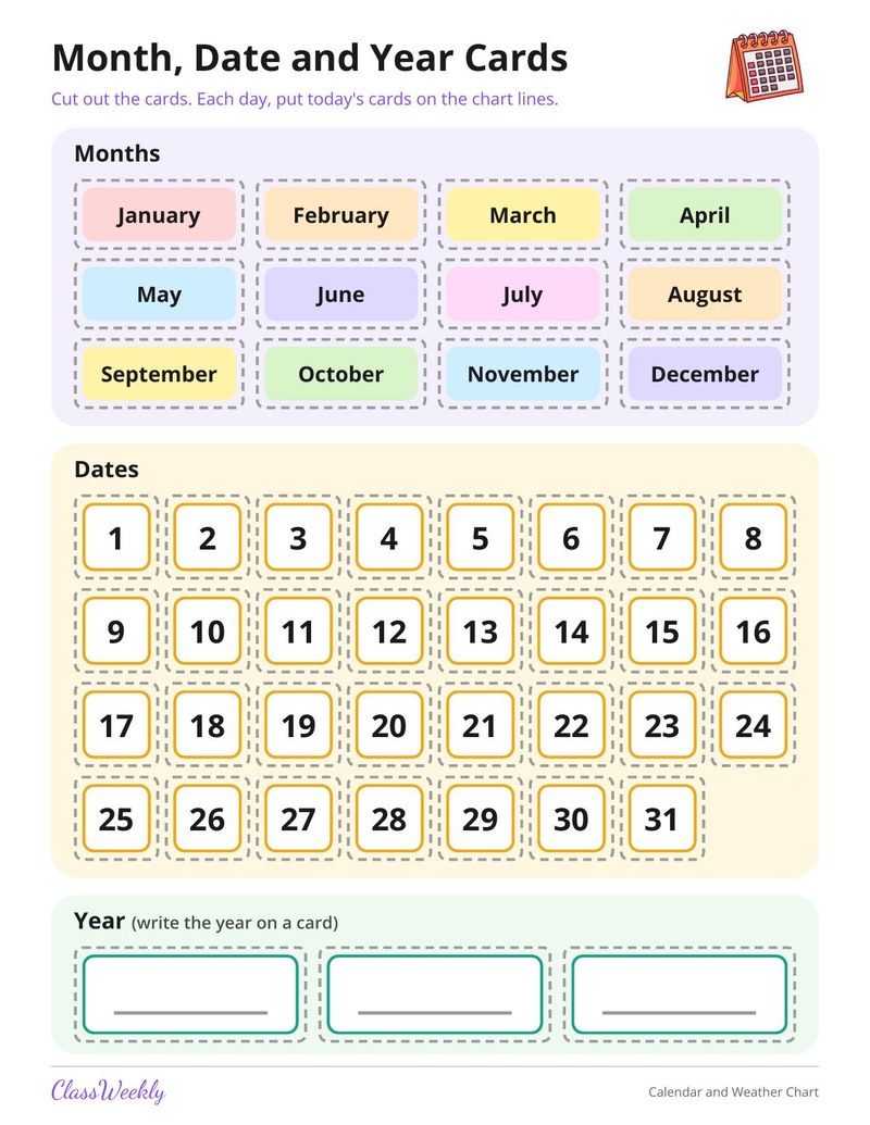 Daily Calendar and Weather Chart