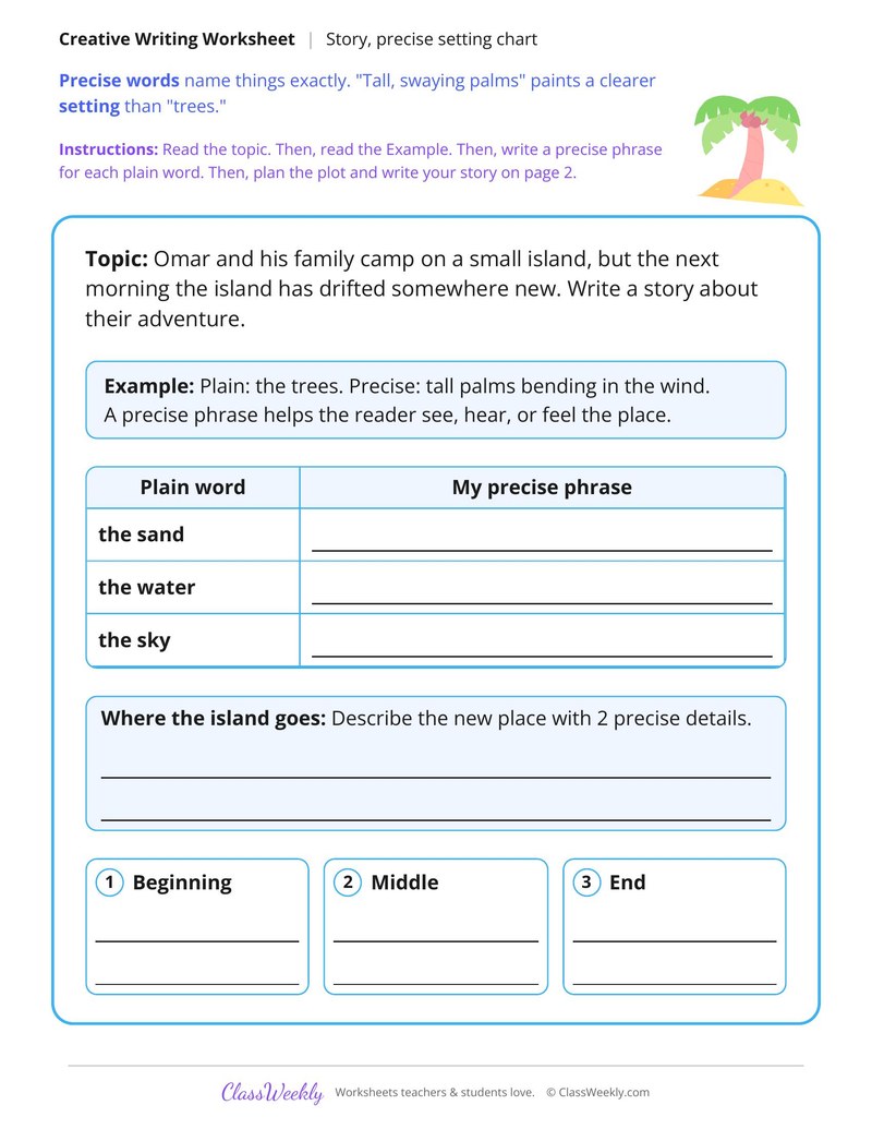 The Island That Moved Story Writing - Page 1