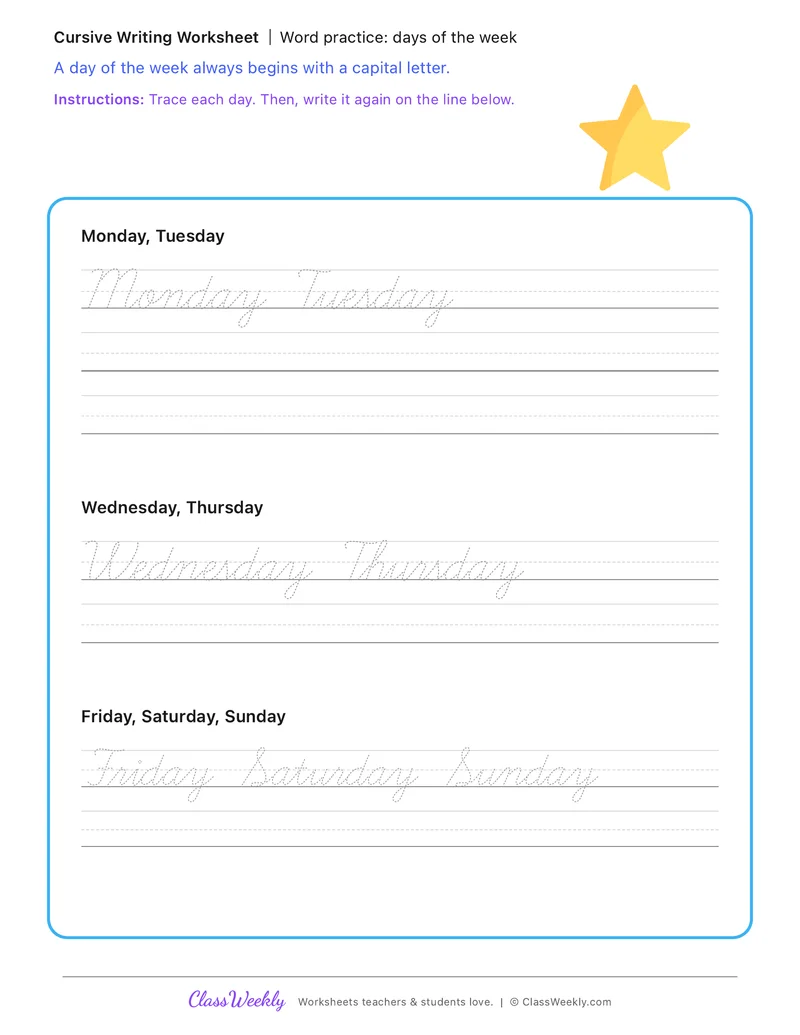 Word practice worksheet preview