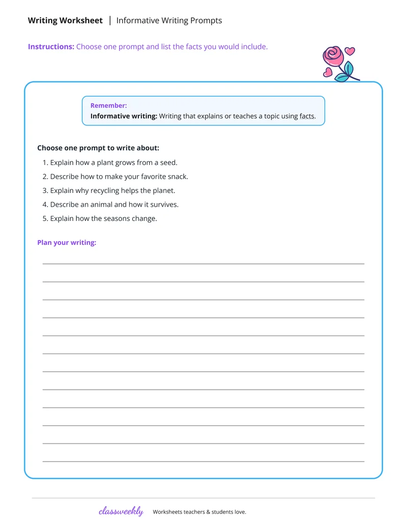 Informative writing prompts
