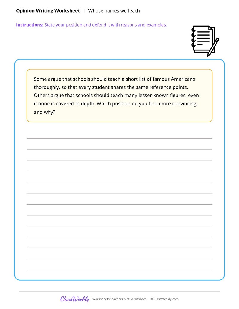 Whose Names We Teach - Famous Americans - Page 1