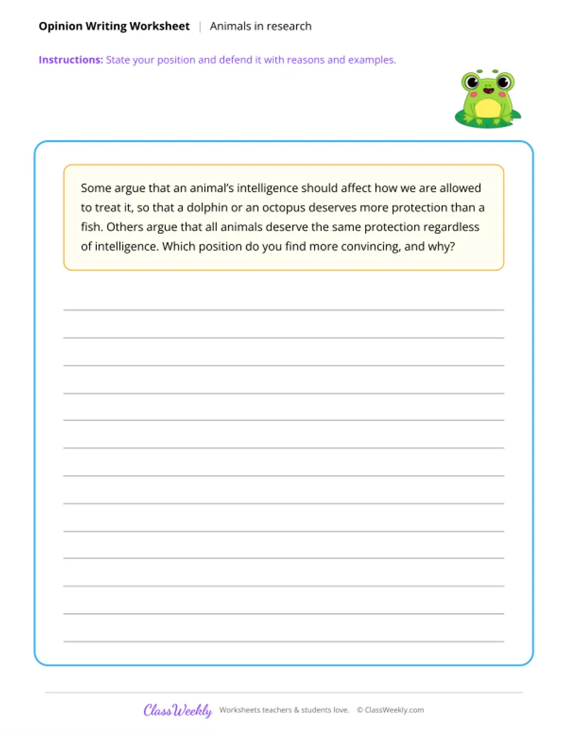 Opinion Writing - Animals in Research