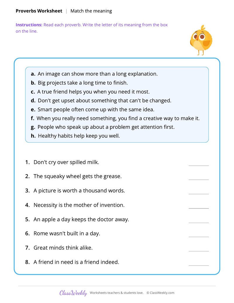 Match the Proverb to Its Meaning