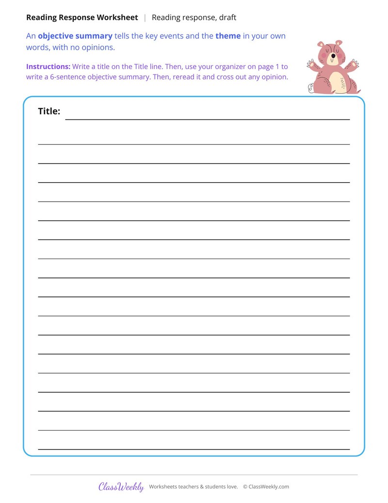 Summarize a Story Reading Response
