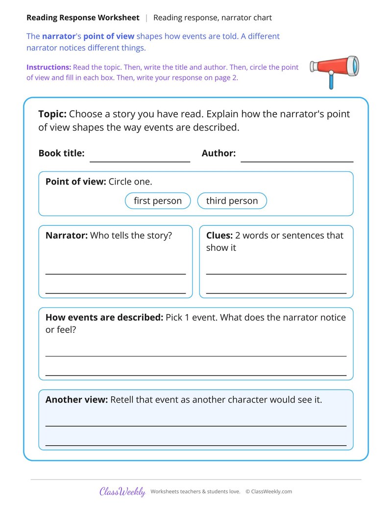 The Narrator and Point of View Reading Response - Page 1