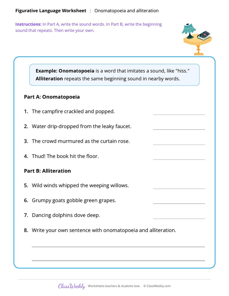 Figurative Language: Onomatopoeia and alliteration