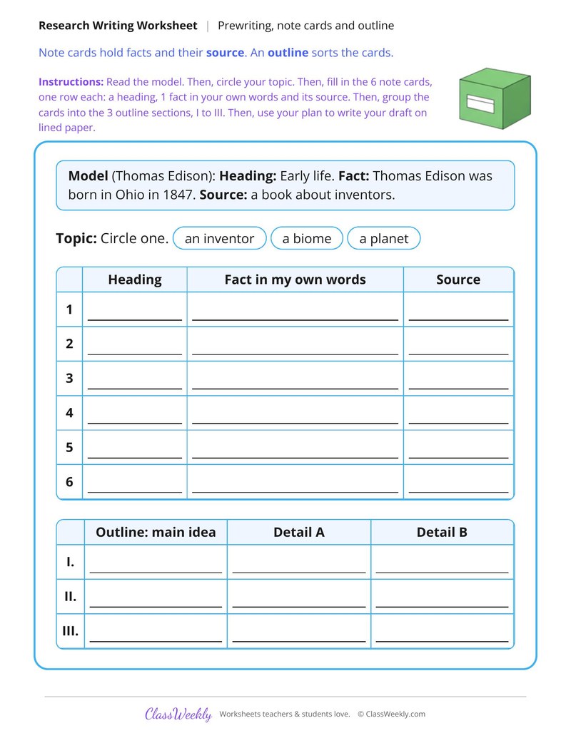Outline a Research Report With Note Cards
