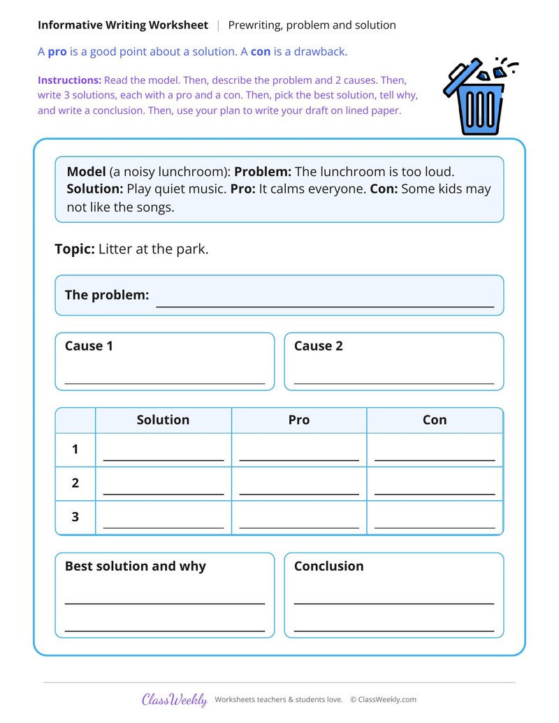 Plan a Problem and Solution Essay