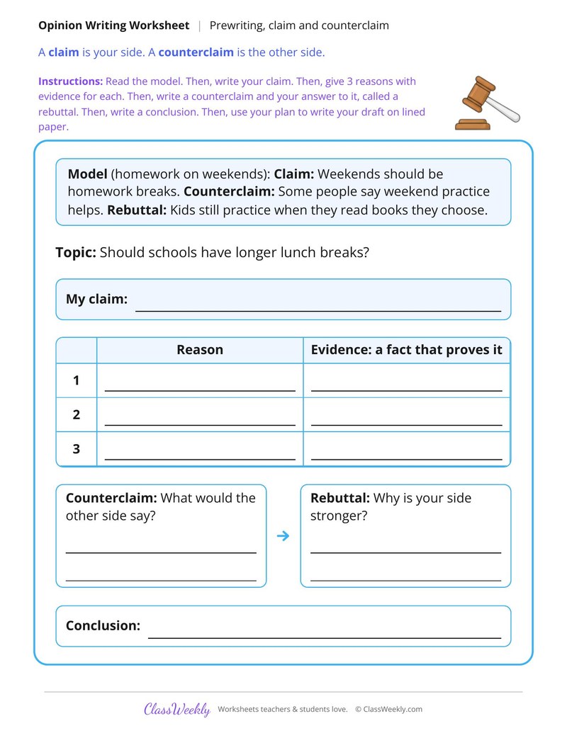 Plan an Argument Essay With a Claim and Counterclaim