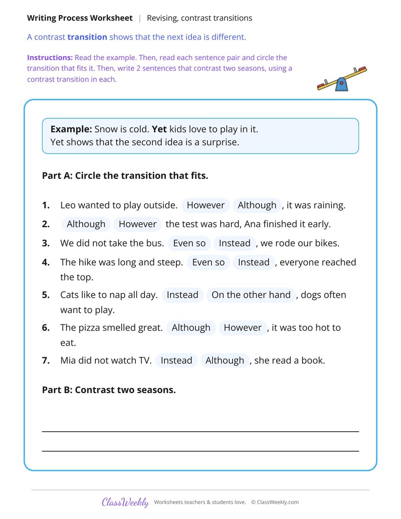 Revise With Transitions That Show Contrast