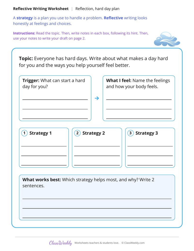 How I Handle a Hard Day Reflective Writing - Page 1
