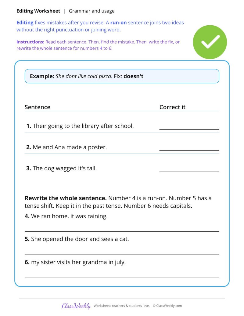 Edit Writing for Grammar and Spelling