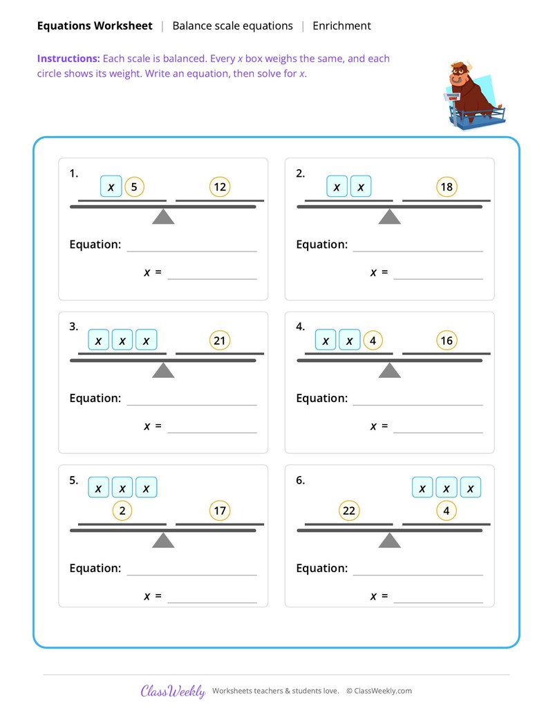 Balance scale equations
