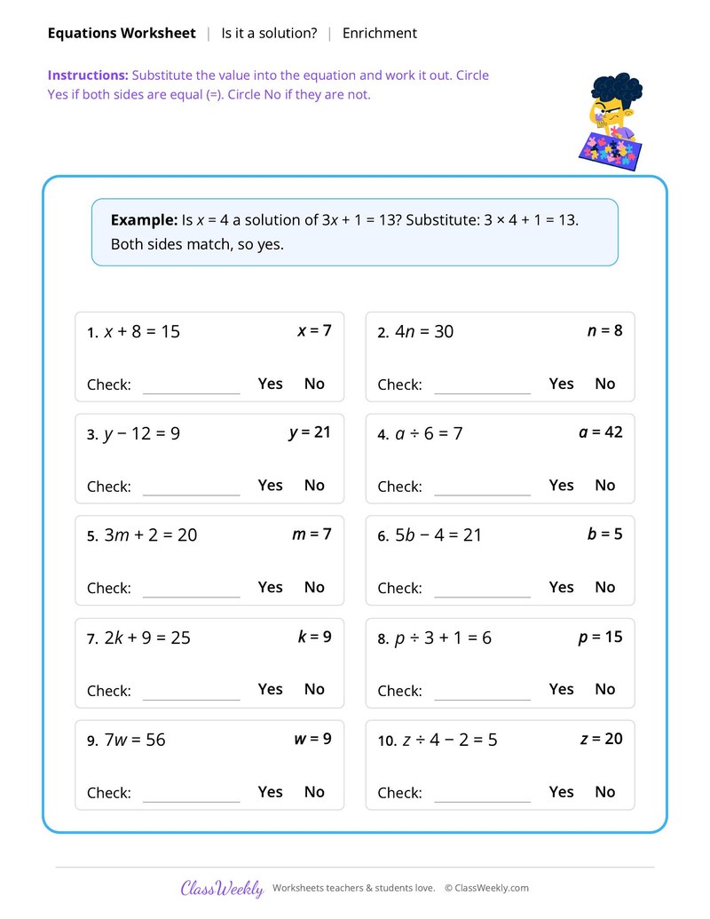 Equations: Is it a solution?