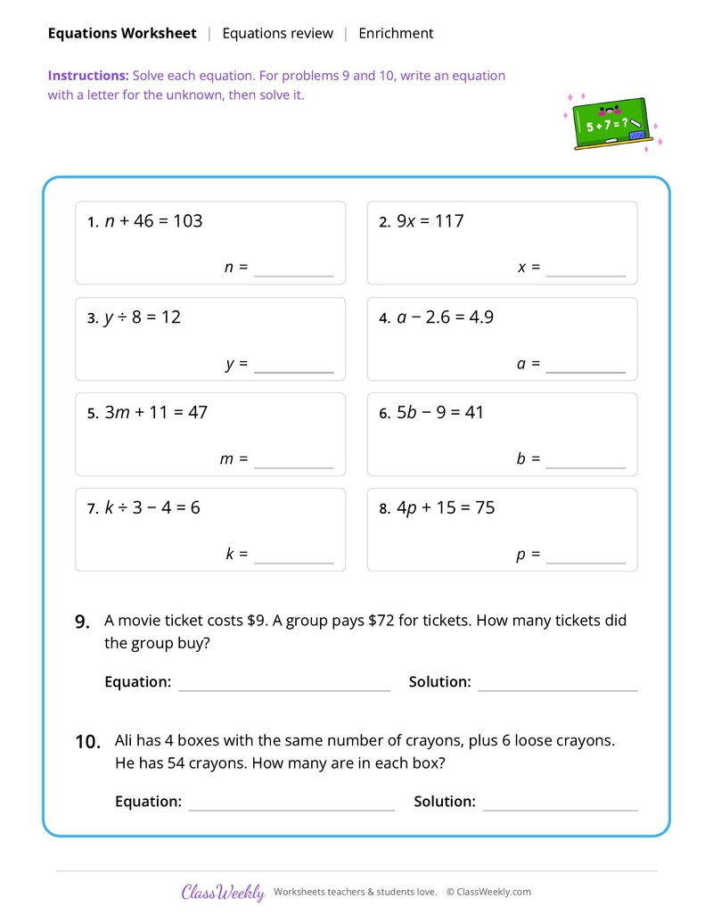 Equations review