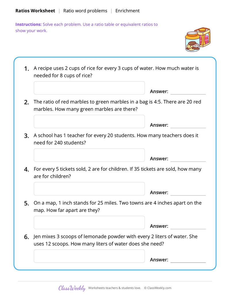 Ratios: Ratio word problems