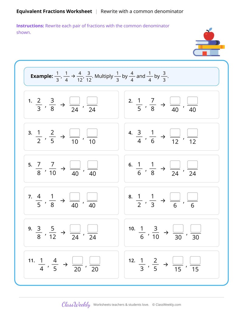 Rewrite fractions with a common denominator