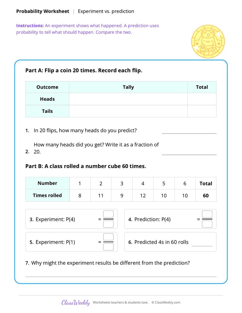 Probability experiments vs. predictions