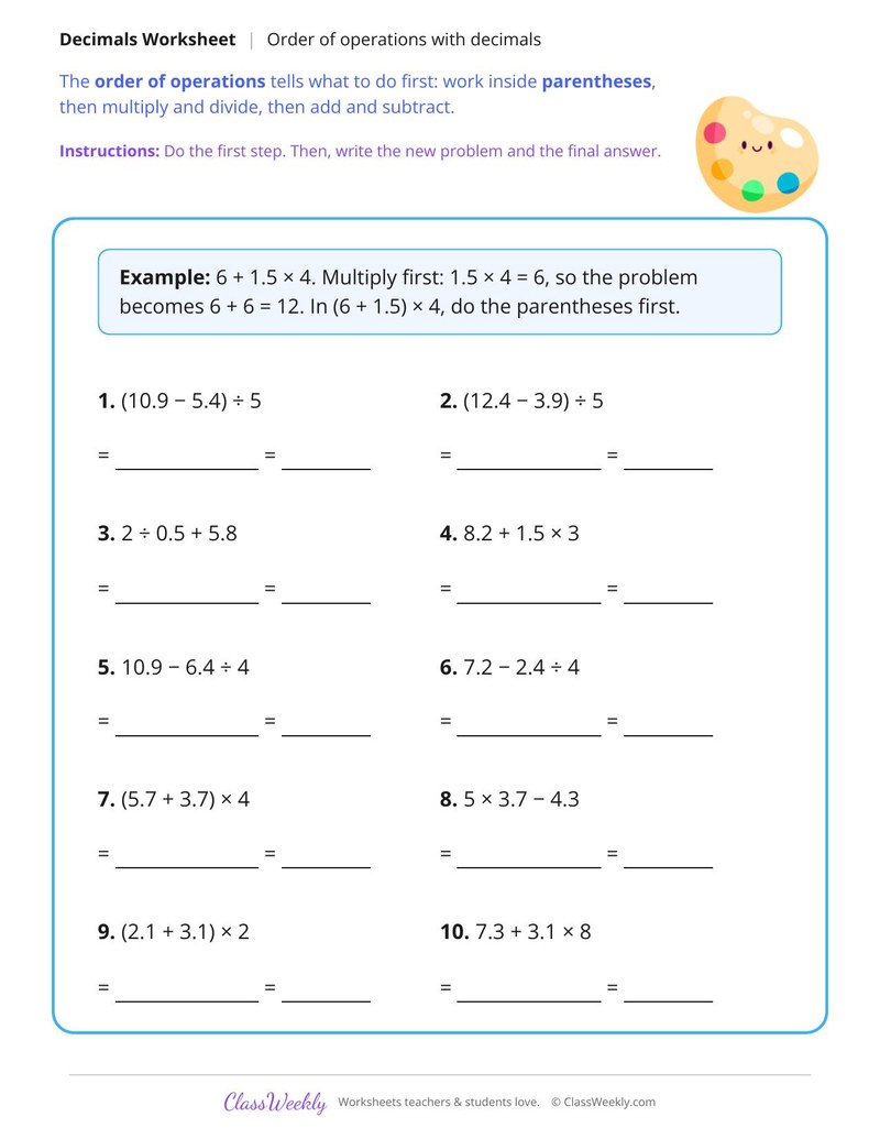 Order of Operations with Decimals