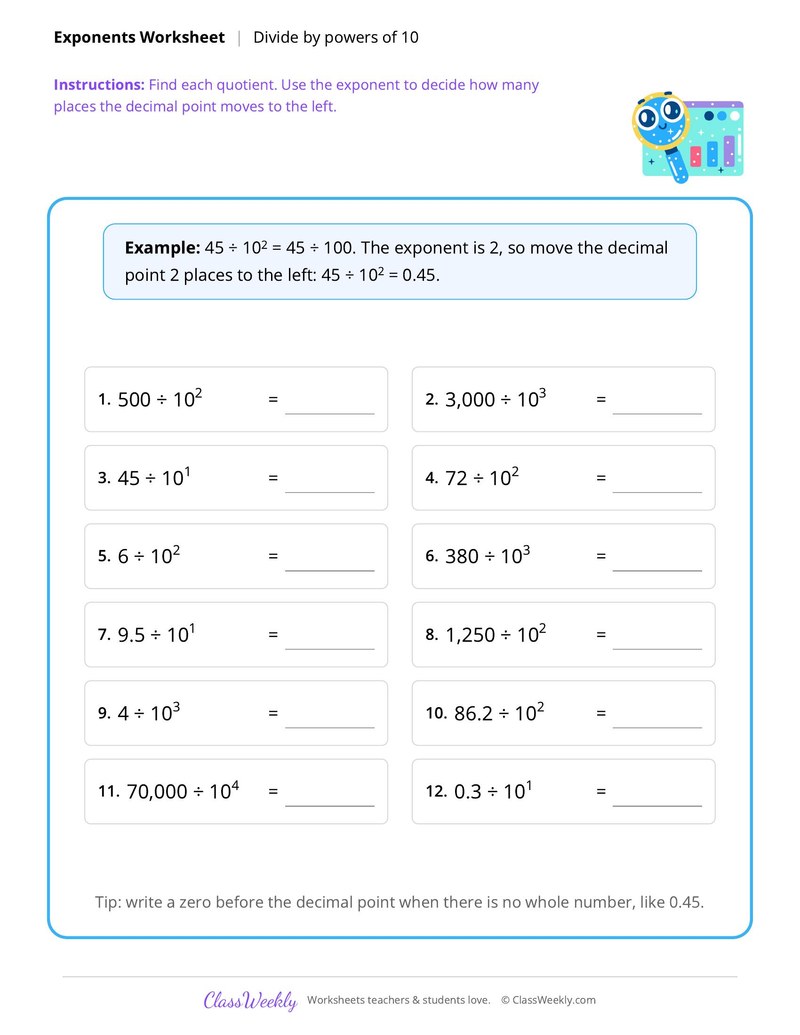 Exponents: Divide by powers of 10
