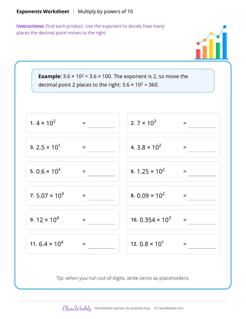 Exponents: Multiply by powers of 10