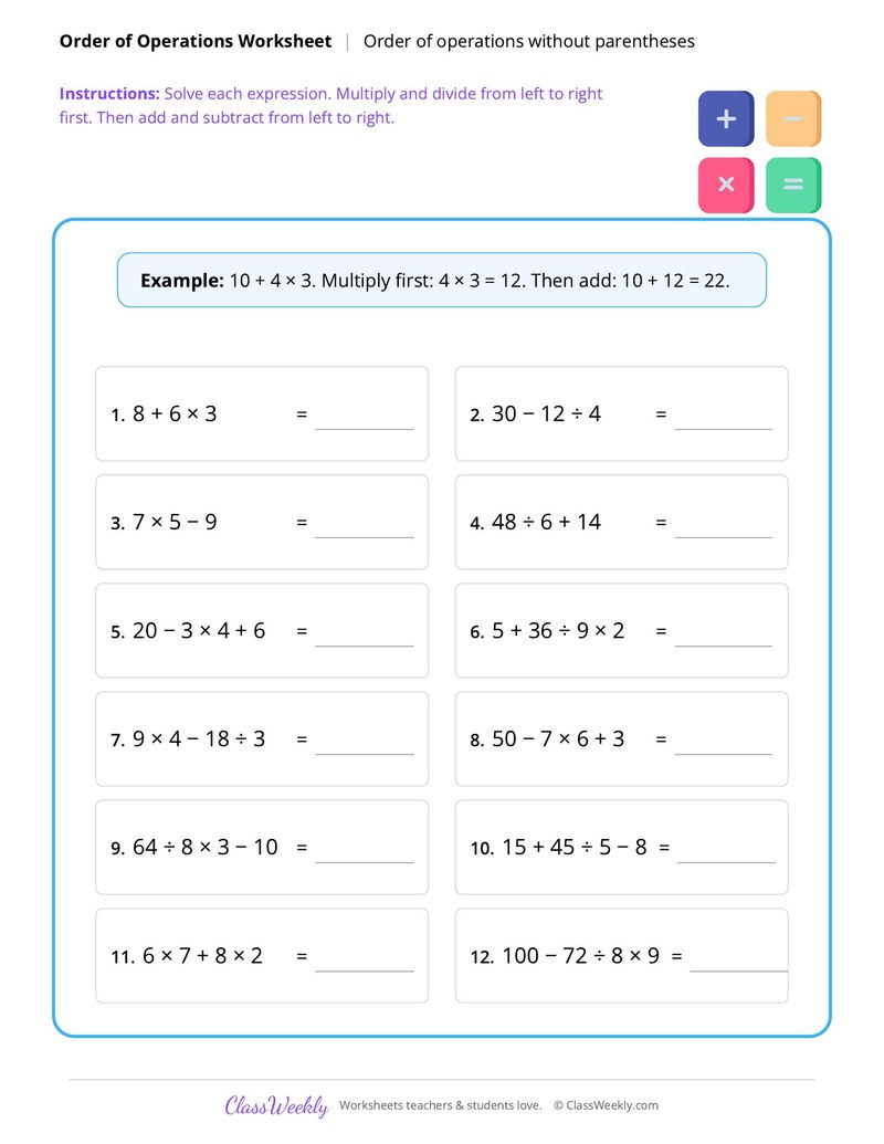 Order of Operations without Parentheses