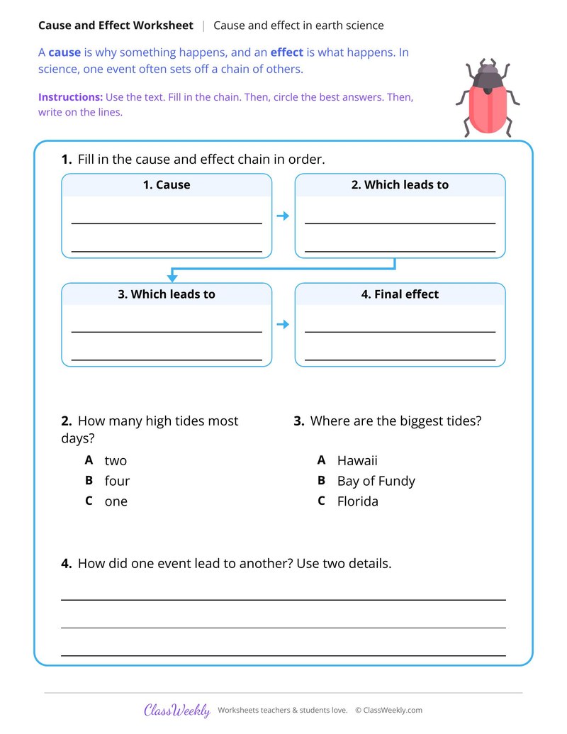 Cause and Effect in a Text About Ocean Tides
